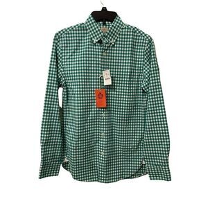 NWT J.Crew‎ Men's Dress Shirt Green White Gingham Plaid 2-Ply Cotton Size XS